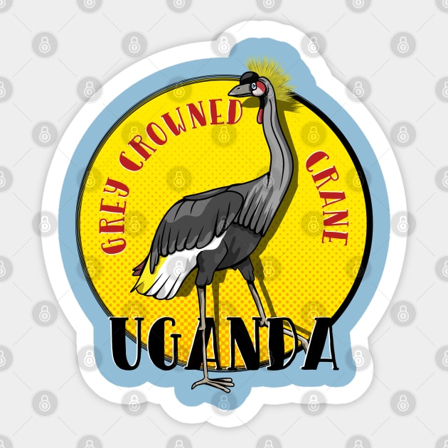 Grey Crowned Crane Uganda Sticker by mailboxdisco